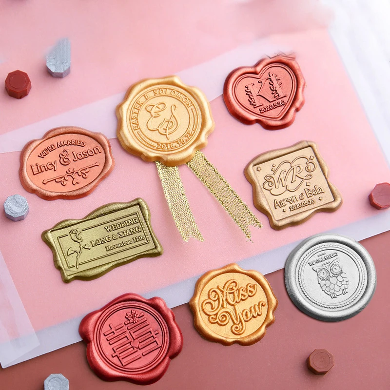 Decorative custom shape wedding sealing wax sticker for invitation design with custom design sticker
