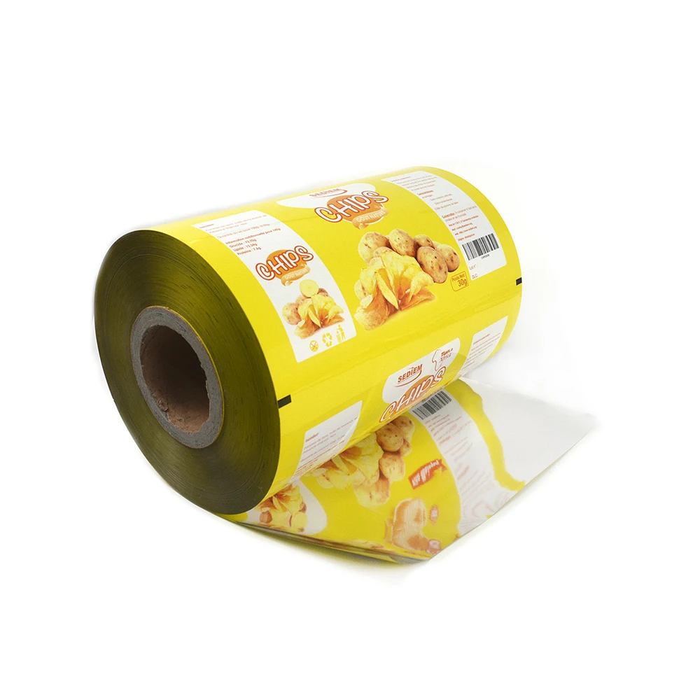 Custom Printed Potato Chips Package Aluminum Foil Food Packaging Film Plastic Laminated Sachet Packing Film Roll For Snack
