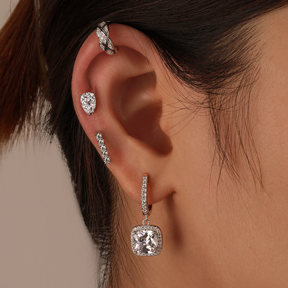 Dylam Clip On Jwellary Cartilage Heart Ear Cuff Gold Plated Designer Ladies Earing Hoops Crystal Vintage Gold Earrings Women