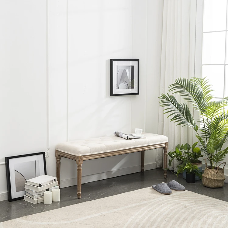 Beautiful Custom Design Home Use Eco-friendly Rubber Wood Soft Sofa Bench Furniture