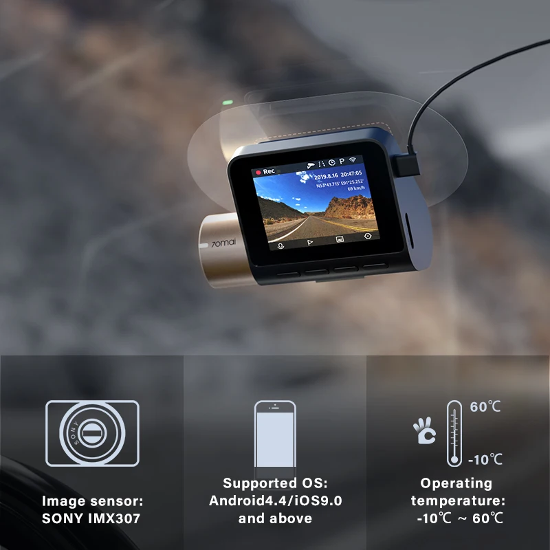 70mai Dash Cam Lite D08 приборной панели автомобиля камера с возможностью съемки видео 4K UHD 140 градусов угол обзора 2-дюймовый ЖК-экран Автомобильный