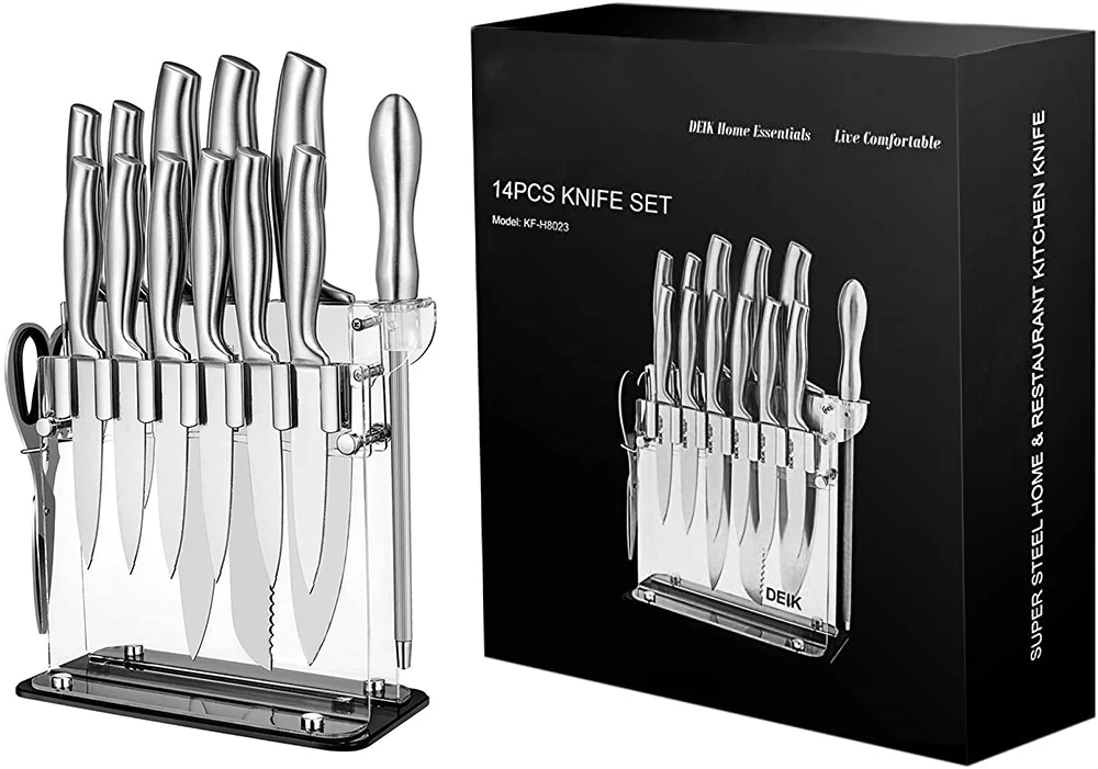 Hot Sale High Carbon Knife 14 Piece stainless steel knife set With Holder Chef Cooking Kitchen Knife Set