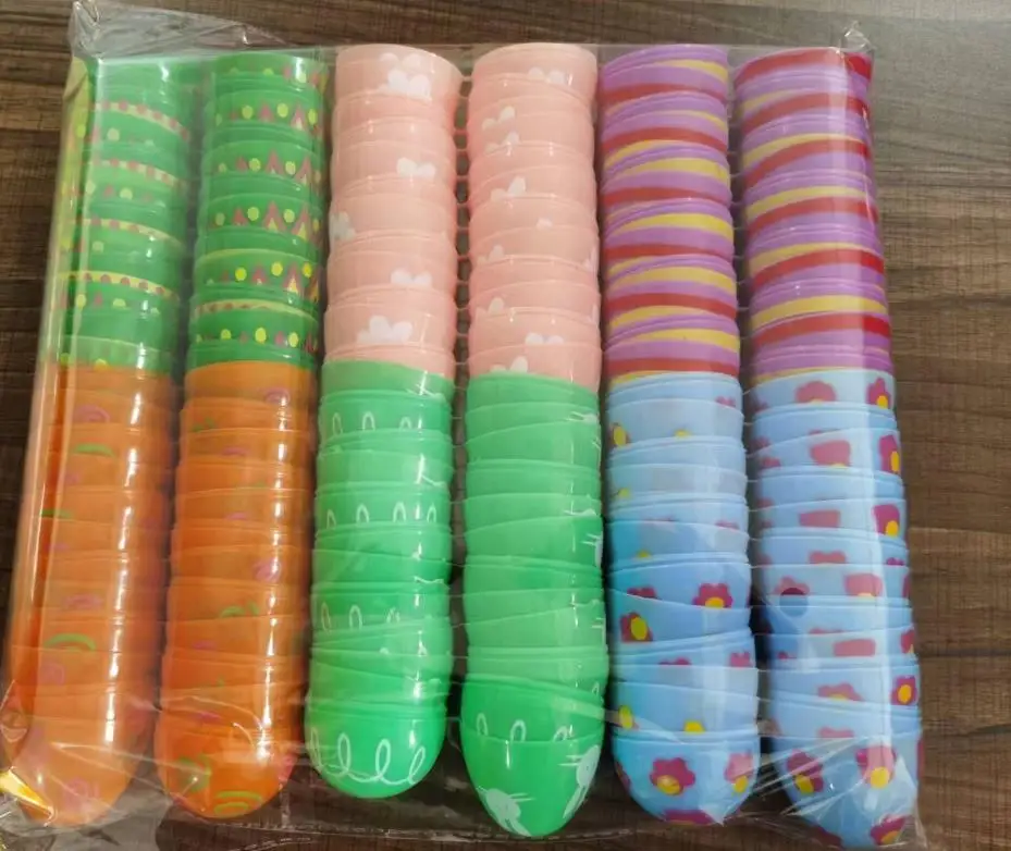 Easter Eggs Plastic Printed Fillable Easter Egg Party Favor Hunt Game Basket Stuffers Fillers Assorted Colors