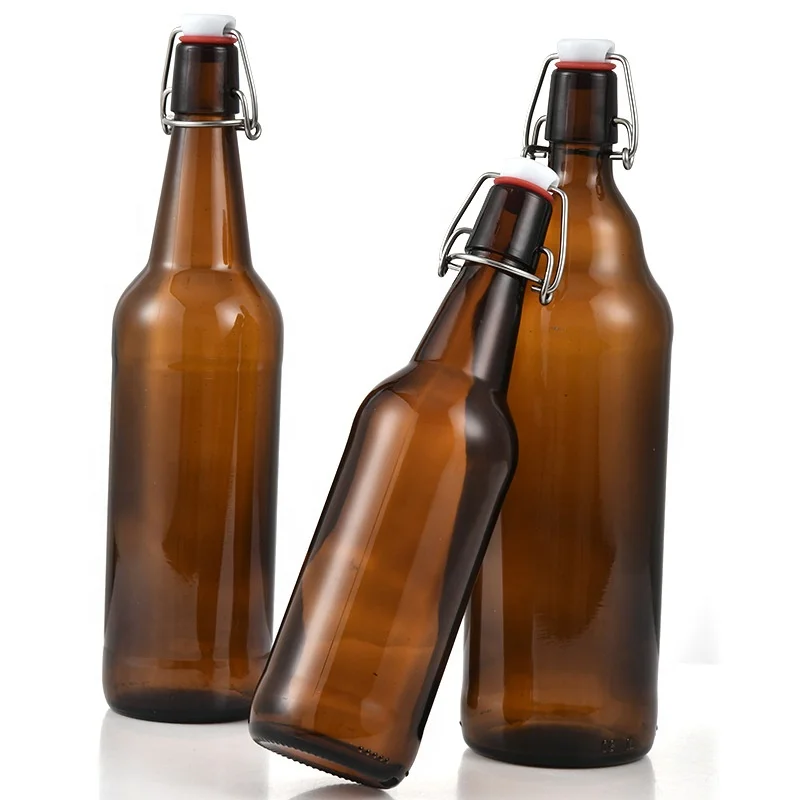 wholesale factory 330ml 500ml 750ml 1000ml Clear Small Beer Glass Swing Top Bottle with Stopper
