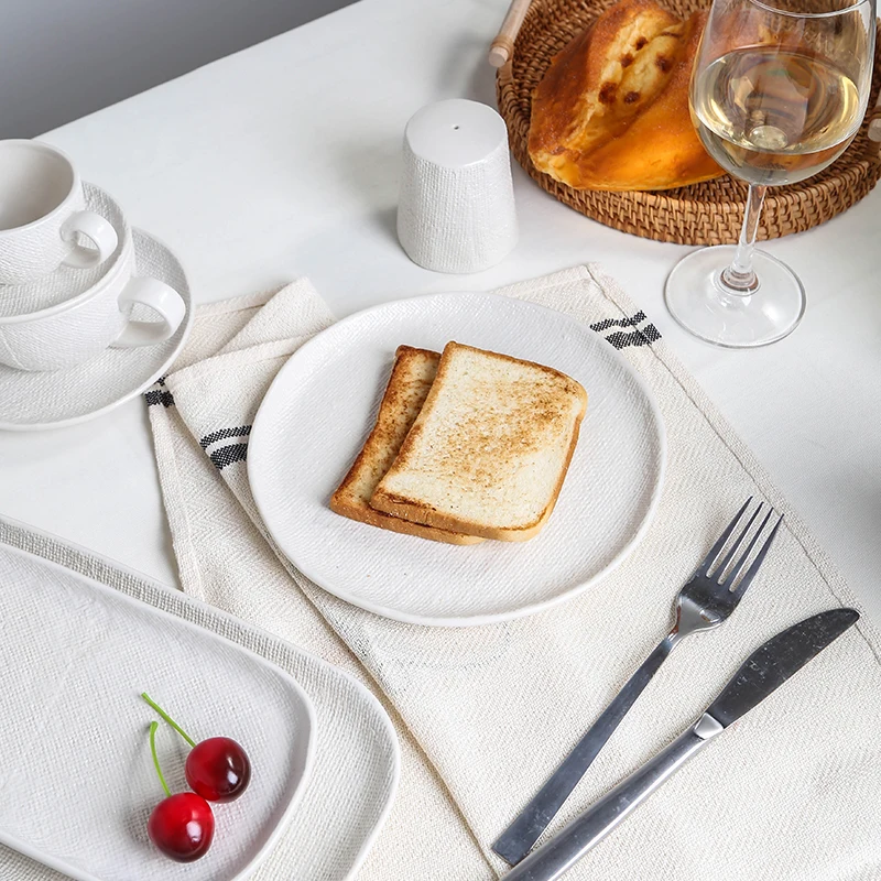 Nordic custom round dinner tableware salad white charger plates wholesale flat ceramic plates for wedding