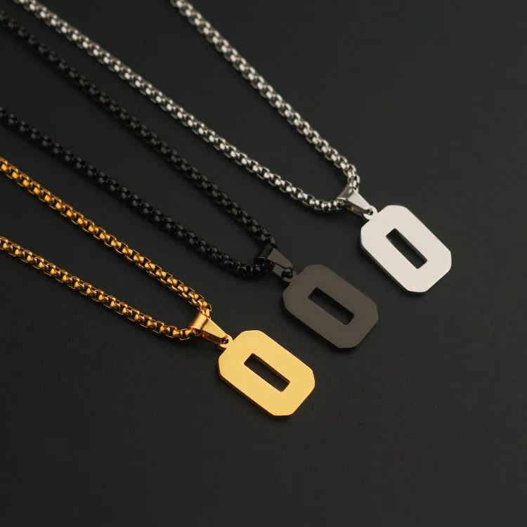 Personalized Necklaces 18K Gold Plated Initial Number Pendant Stainless Steel Chain Sports Necklaces for men women