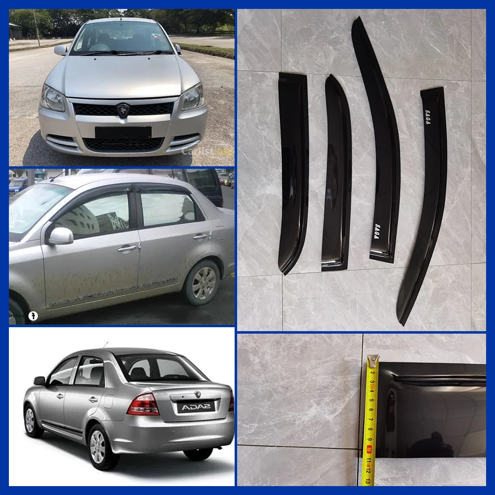 4 Pieces ABS Plastic Car Rain Guard Side Windows Sun Visor Windows visor For Proton 08 SAGA BLM