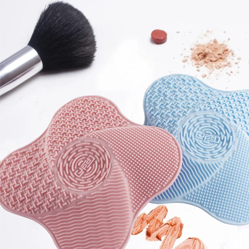 Four Leaf Clover Shape 5 Suction Cups Design Food Grade Silicone Makeup Brush Cleaner Pad Make Up Washing Brush Gel Cleaning Mat