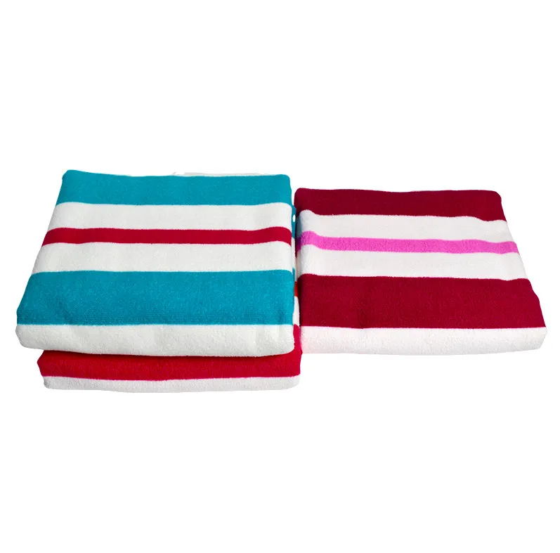 Stock Hot Selling Eco-friendly Towel Blue Red White Striped Bath Yarn Dyed Woven Cabana Stripe Beach Towel