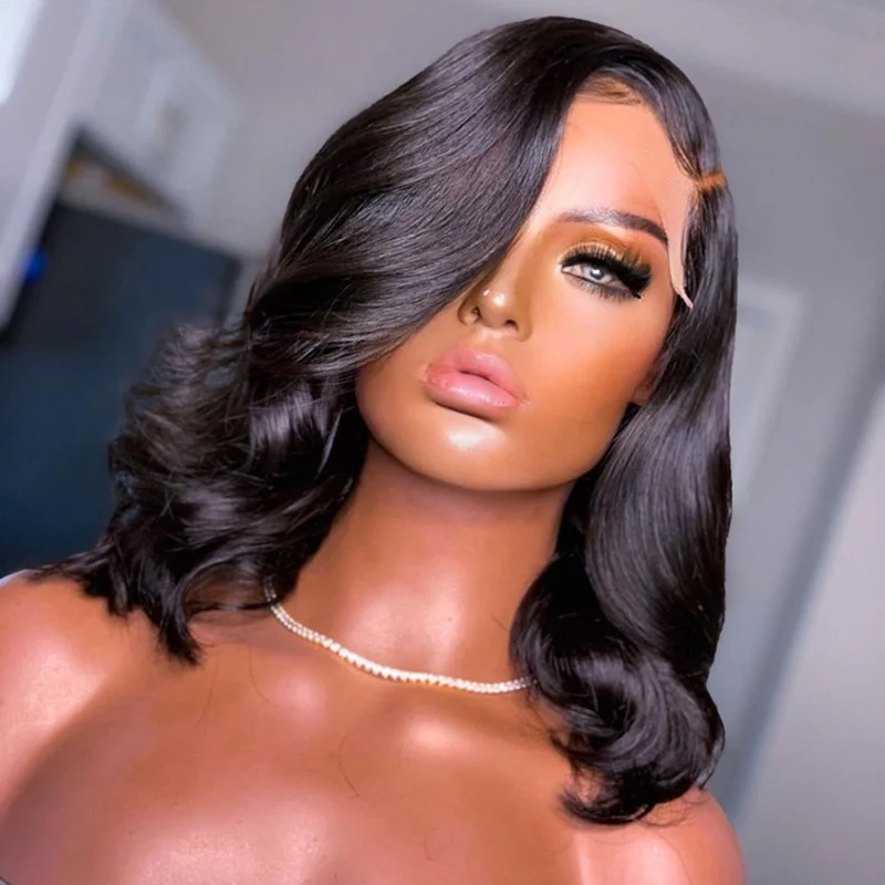 Cutsomised 4*4 Closure Wig Body Wave Virgin Human Hair Lace Wig With Preplucked Raw Indian Hair