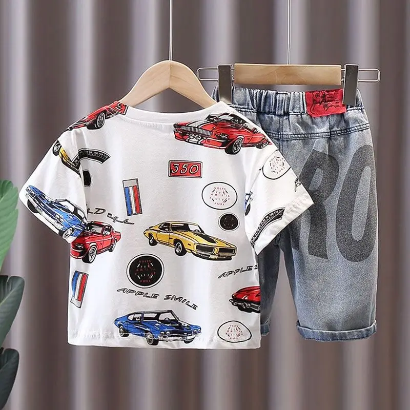 1-5 Years Kids Clothes for Girls Summer Cute Print Shorts Set T-Shirt and Short Pant 2 Piece Outfits Clothing Sets