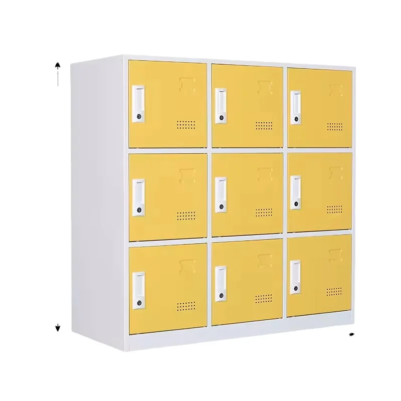 IYANEN Knock down structure yellow Color 9 doors small supermarket metal storage locker for Personal Storage Bag File cabinet
