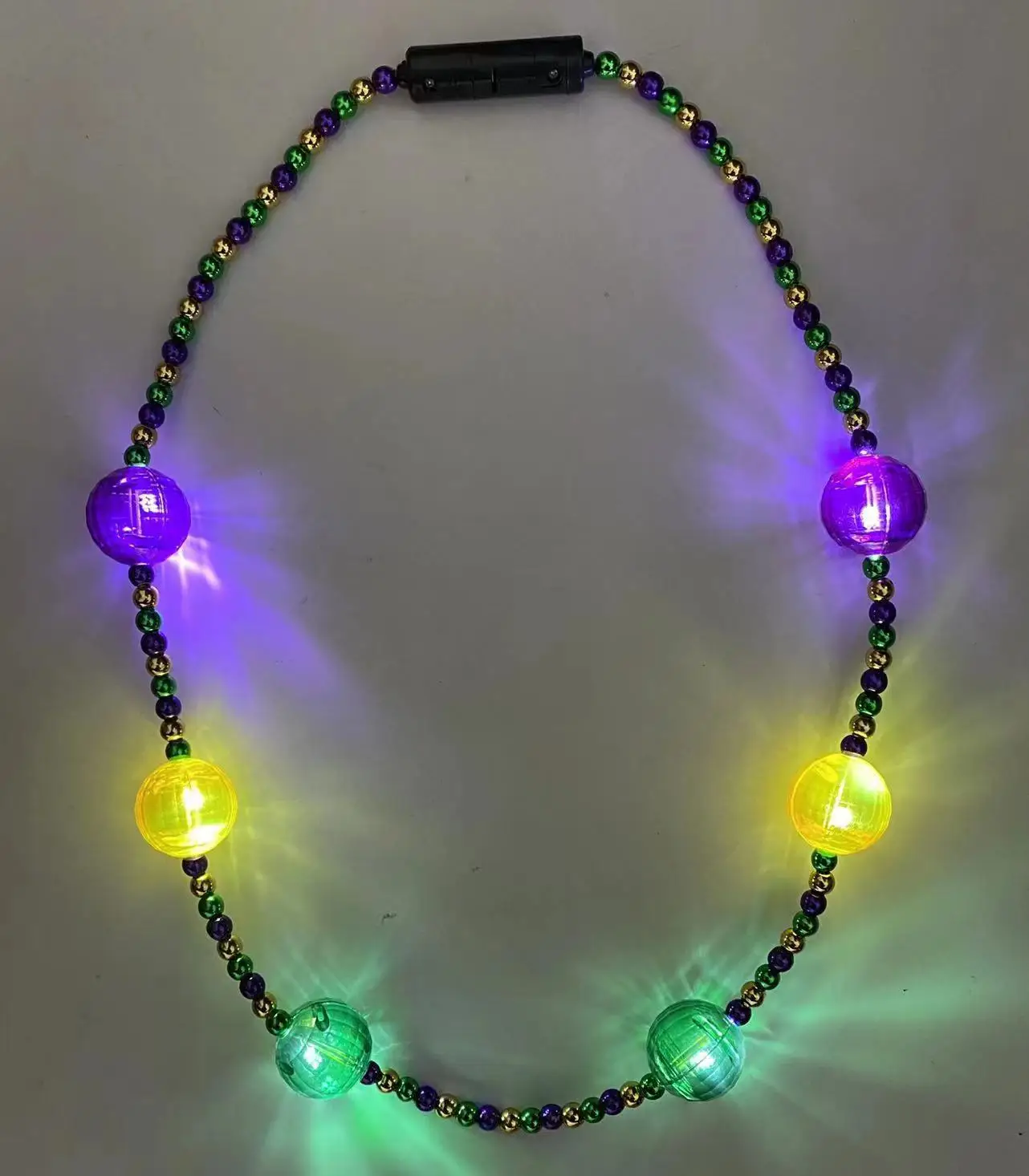 Custom Mardi Gras LED Flashing Beads Necklace Glow in the Dark For Party Supplies