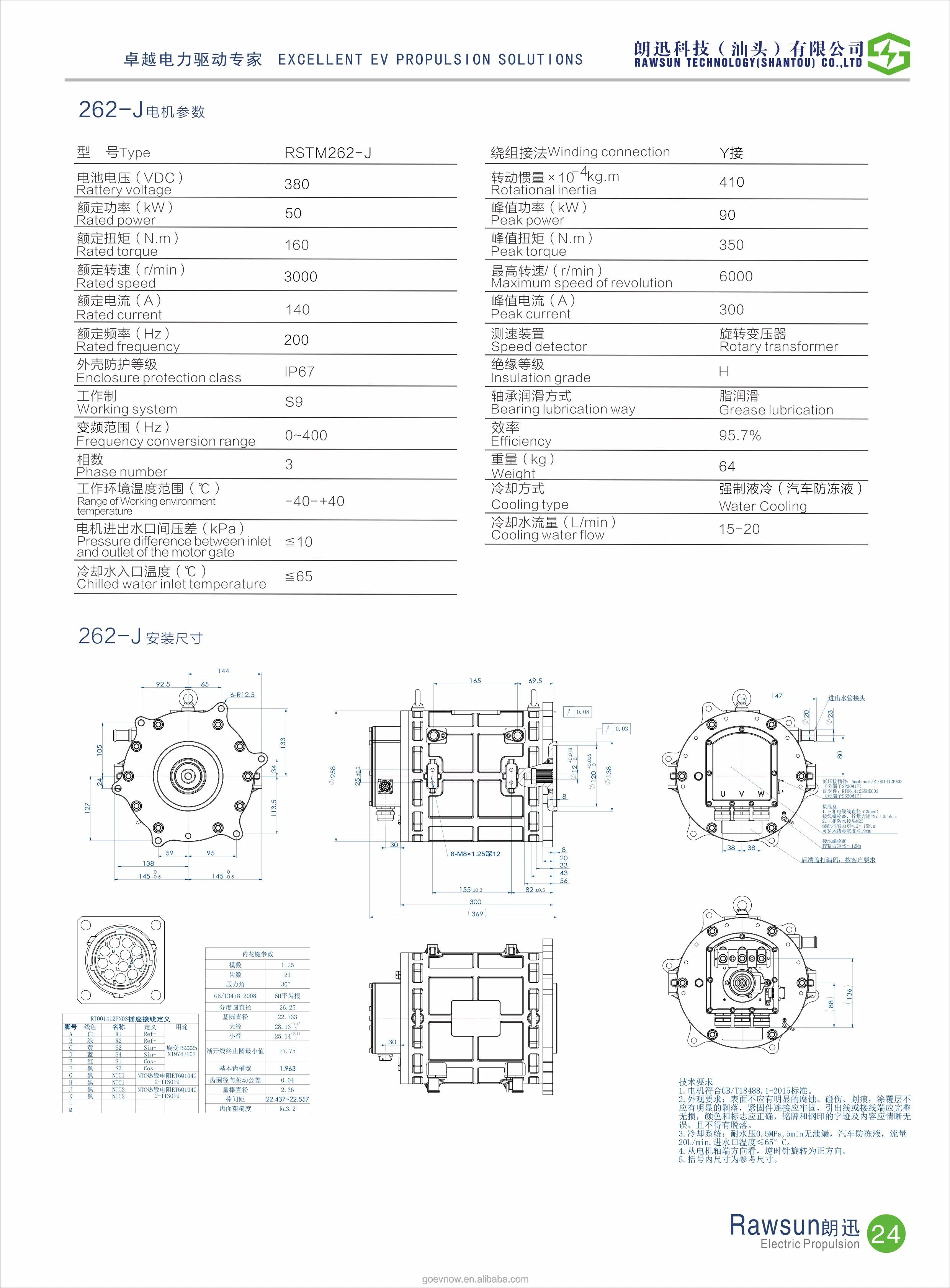 High performance electric engine for Electric Boat RSTM262-J inboard electric boat ac motor for Electric Yacht EV boat drive kit