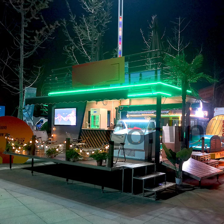 Mobile Bar With Deck Food Truck With Bar Station Folding Food Truck Double Deck For Sale