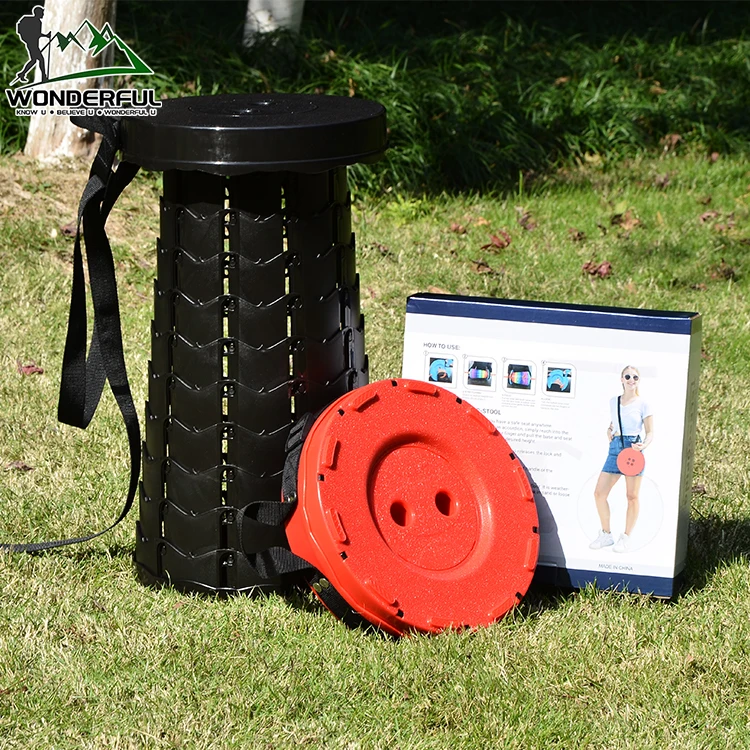 Wholesale customized retractable ultra-light outdoor telescopic queuing car stool beach white plastic folding chair