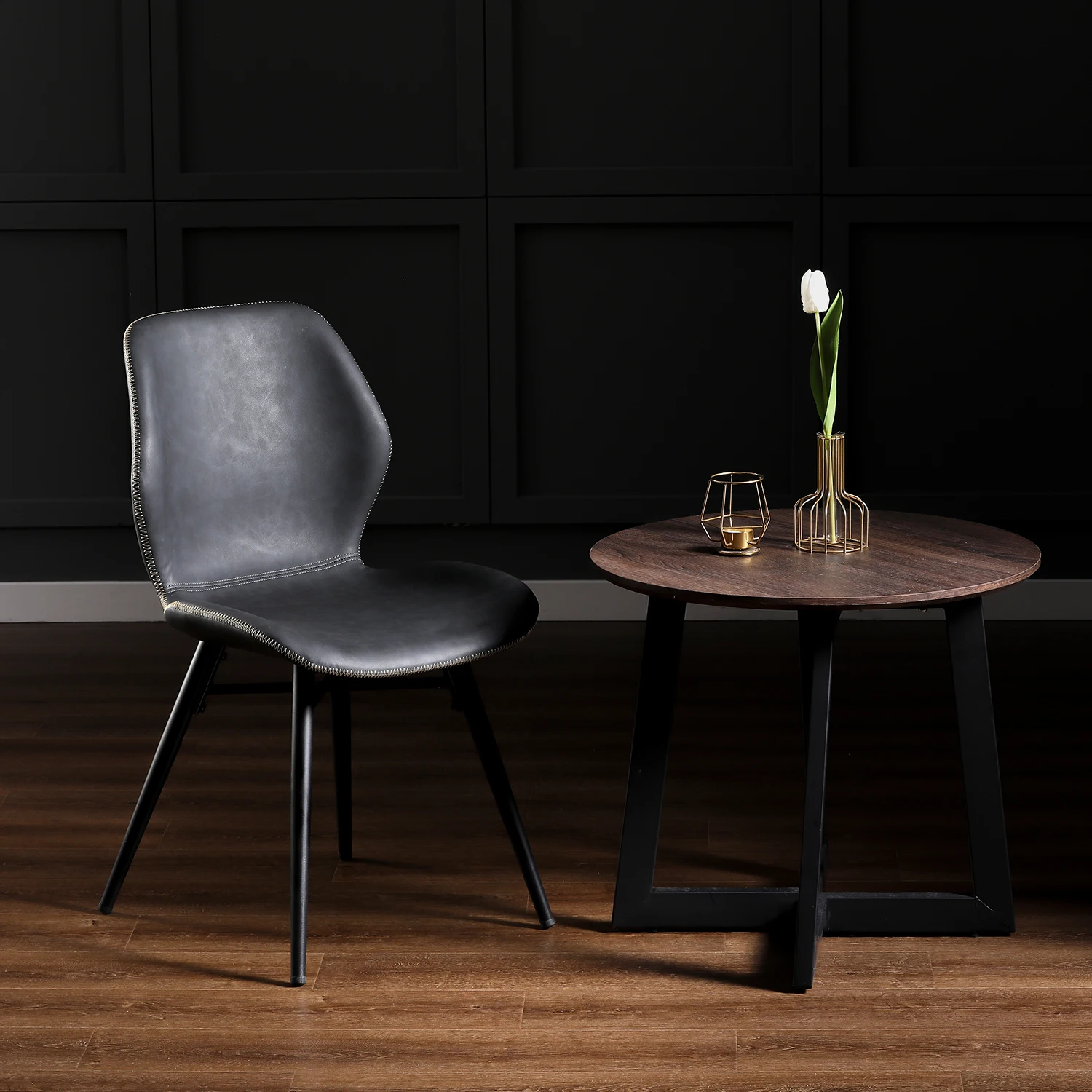 
Popular factory price Blue Velvet Black Painting Leg Dining Chair Modern Chair 