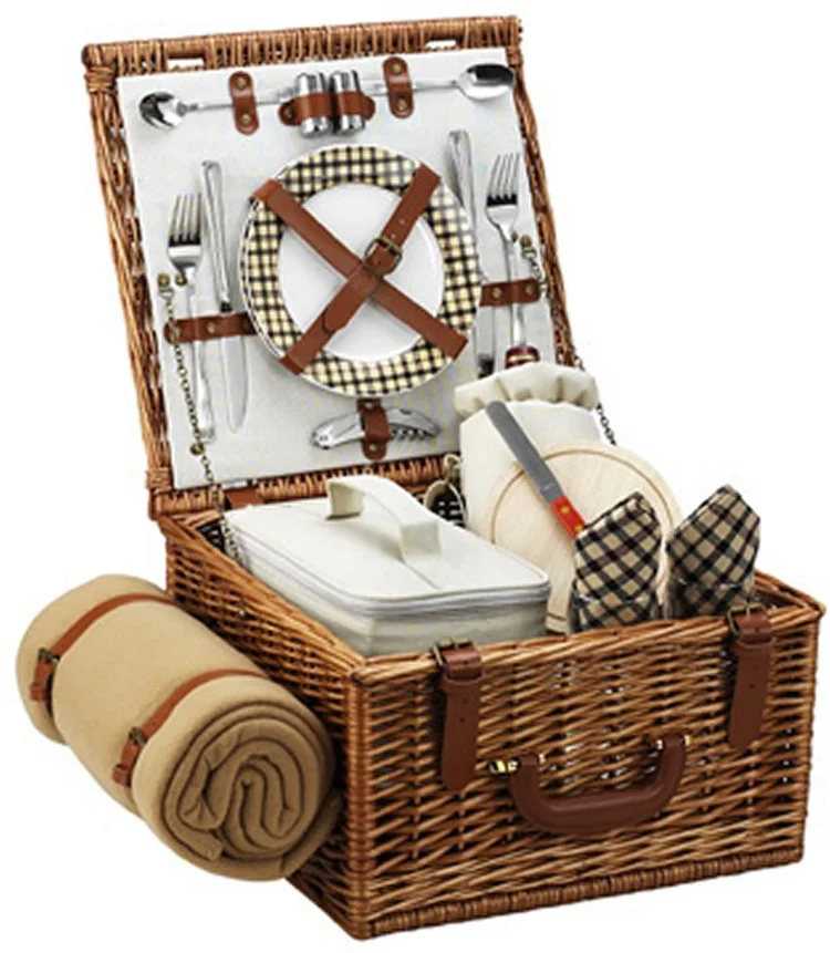YRhome Wholesale Pcnic Basket Wicker Bread Fruit Hamper Wicker Picnic Baskets Picnic Basket