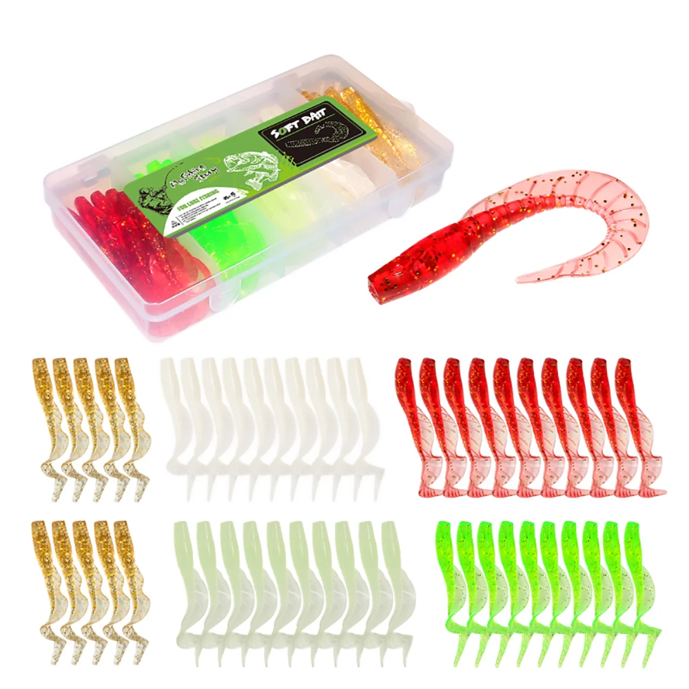 50 Piece/Box 1.7g 6cm Bass Bionic Soft Plastic Saltwater Fishing Soft Lure Set, Swimbait Soft Plastic Fishing Lures
