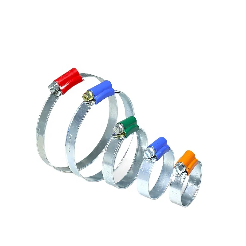 Excellent manufacturer selling galvanized iron hose clamp yellow British type hose clamp blue head