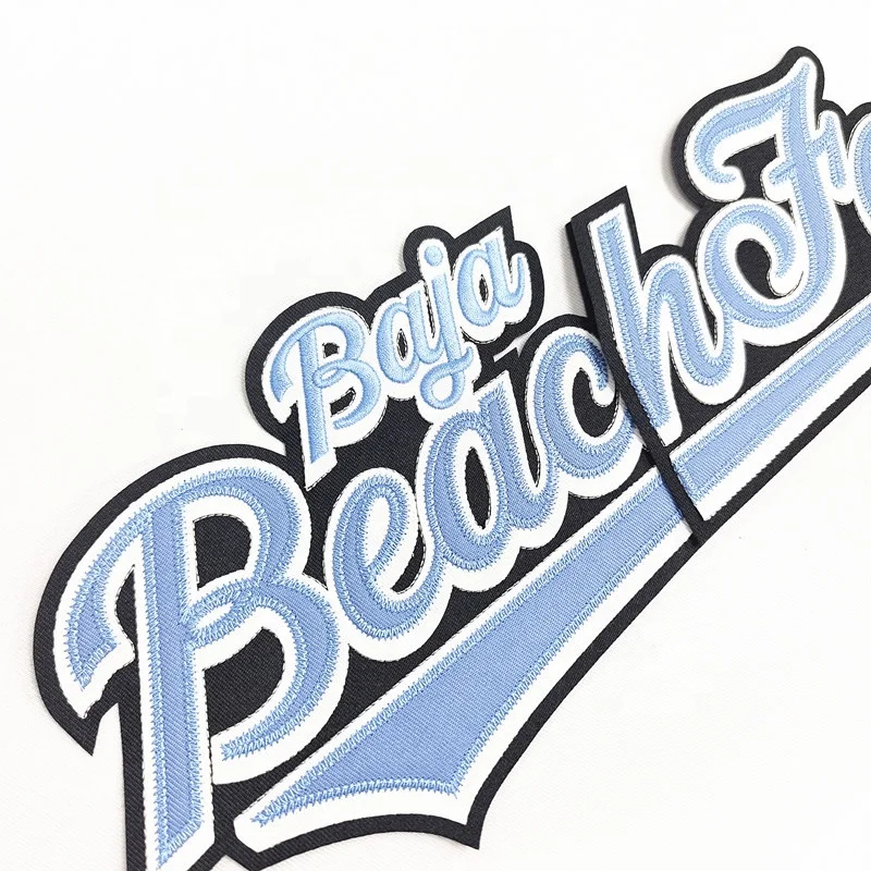 Embroidered Border Iron on Custom Numbers Letters Fabric Twill Embroidery Patches for Sportswear