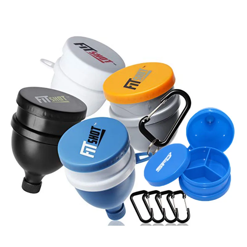 Custom Logo 250ml Double-Layer Supplement Protein Scoop Holder Funnel Portable Protein Powder Container With Keychain