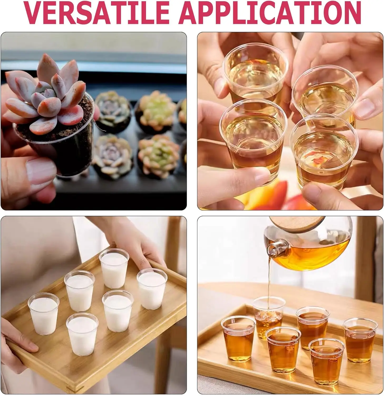 2oz PS Hard Plastic Shot Glasses Clear Disposable Thickened Shot Cups Mini Wine Testing Cups for Party Celebration