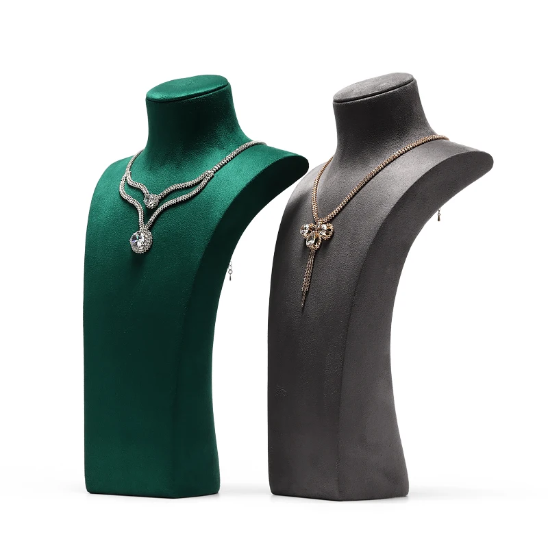 DIGU пользовательский серый зеленый бархатный реалистичный голова ювелирные изделия ожерелье стенд бюст манекен