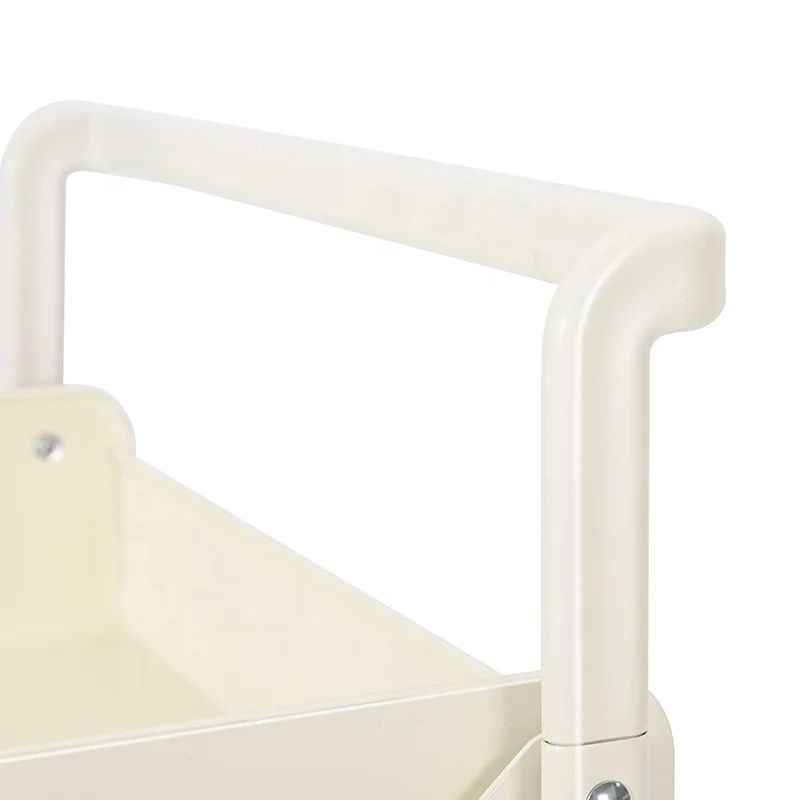 Customized Design 3 Tier Folding Rolling Storage Utility Cart Foldable Storage Rack for Kitchen Bathroom Bedroom