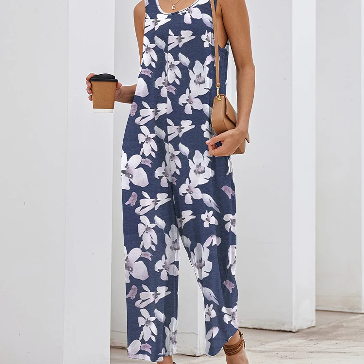 Customize  Fashion Jumpsuits One Piece Romper Long Pant Play suits Sling Jumpsuits Women Hawaiian Jumpsuit