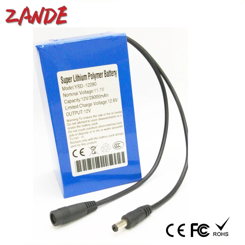 Large capacity 12v 28Ah 30Ah 40Ah Rechargeable li-ion polymer battery pack for CCTV Camera LED strips Wifi booster