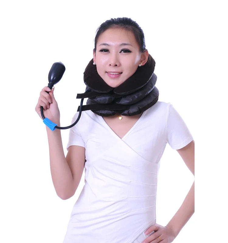 Neck Traction Device Collar Brace Half Flannel Rubber Pump Adjunctive Therapy For Cervical Spondylosis Fatigue And Pain Relief