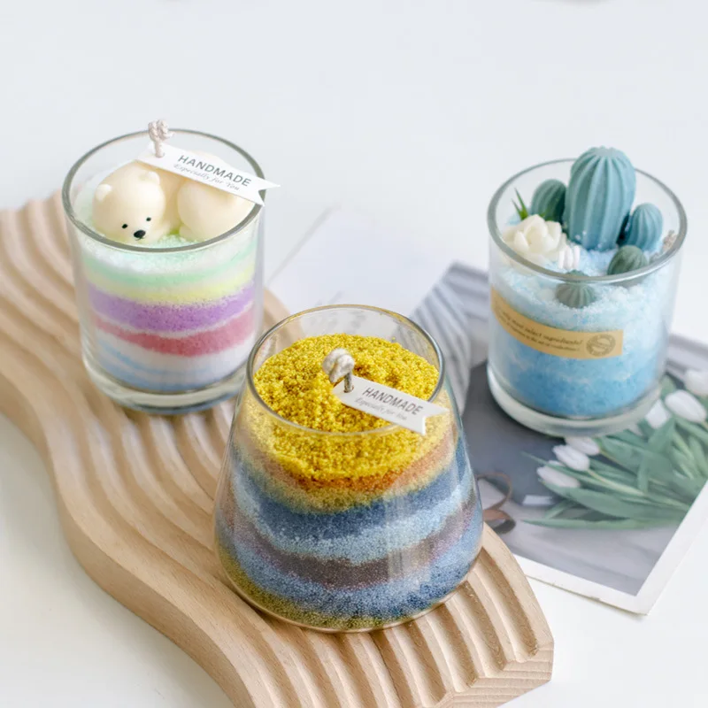 Customised Gemstone White Candles Scented Wax Jelly Scented Organic Aroma Ceramic Shell Art Travel Scented Candles Flower