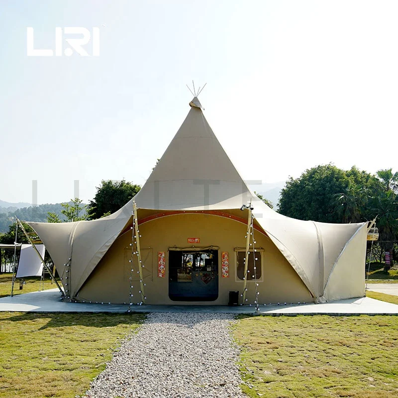 Aluminium PVC Pyramid Teepee Indian Fabric Glamping Wedding Party Tent for Sale