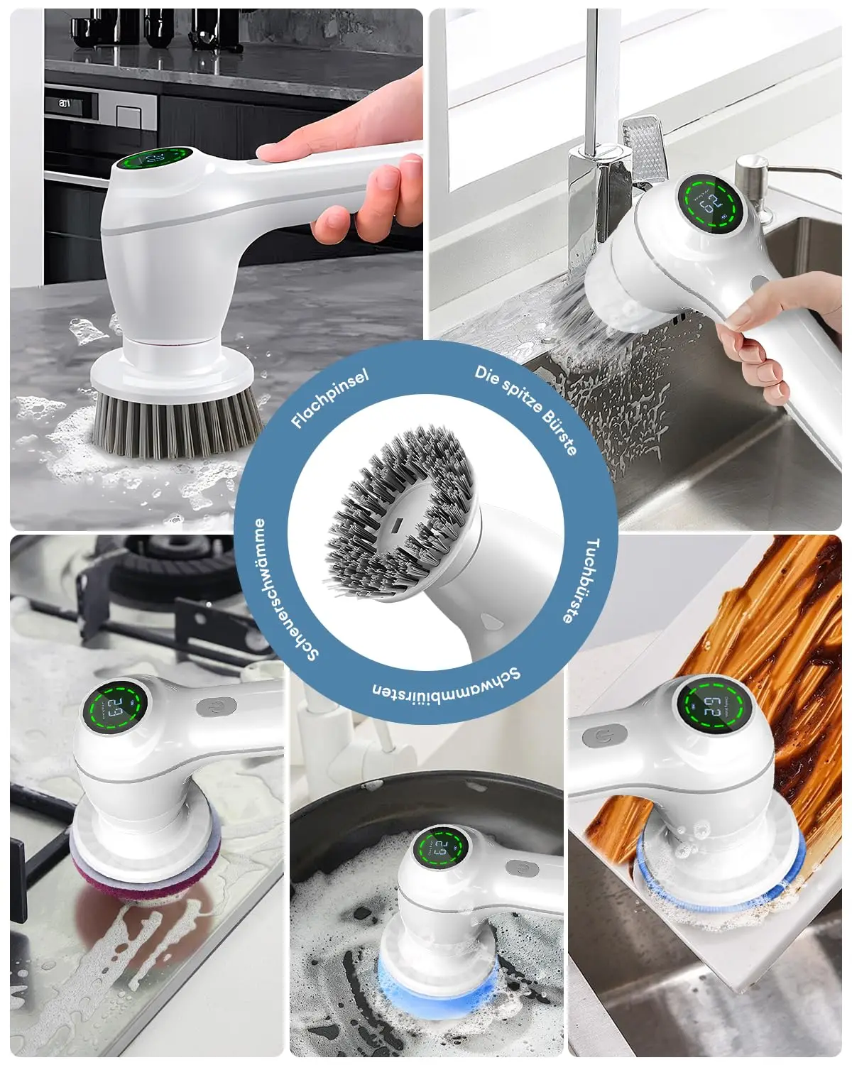 Cordless Electric Scrubber Brush Cleaning Spin Rechargeable Cleaner Bathroom Floor Automatic Cleaning tub Dish Tile Kitchen