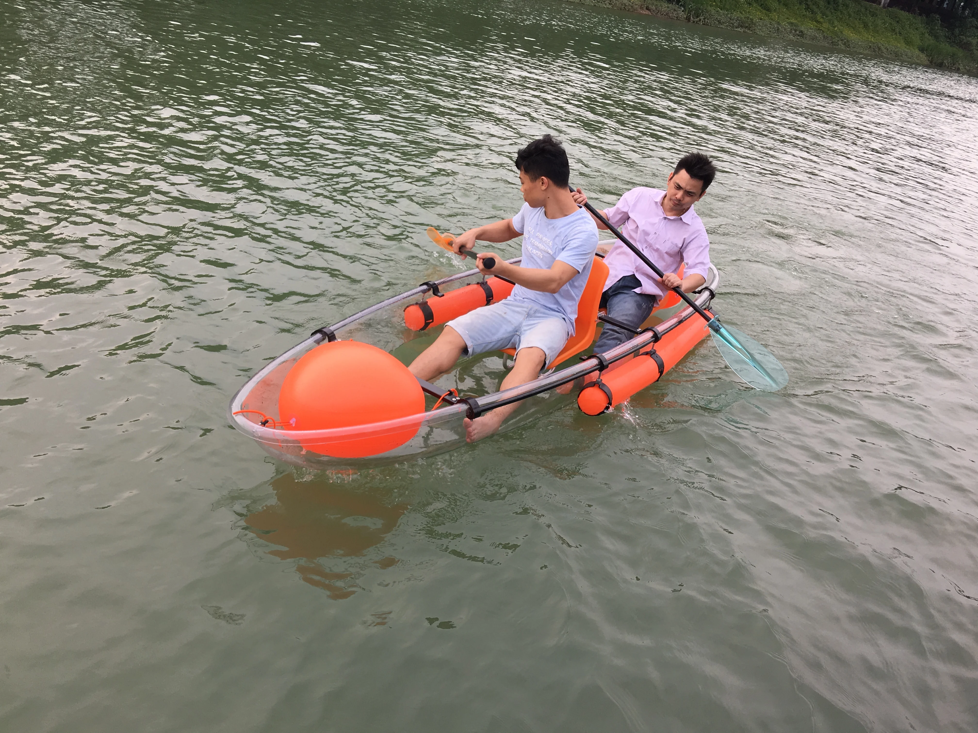 Transparent kayak paddle polycarbonate inflatable transparent rigid pro marine transparent boat