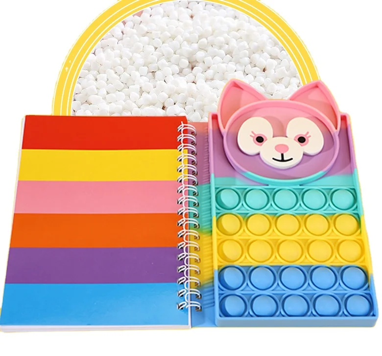 Silicone Pop  push bubble  popit  Notebook Relieve Fidget Notebooks Softcover Spiral Push Toys Memo Pad Finger A5