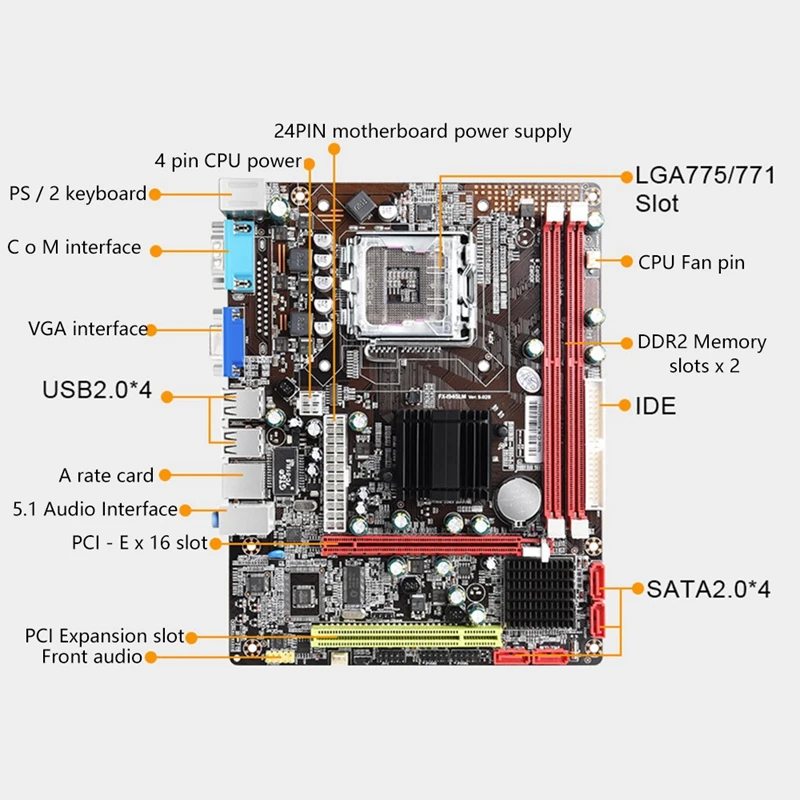 Desktop Mainboard 945 Motherboard USB Status Ram SATA Card Socket CPU DDR Intel DVI VGA Form PCI Memory