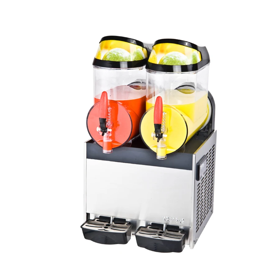 2-Bowl Beverage Slush Machine with LED Light Cover for Restaurant Use for Snow Melt maquina granizadora