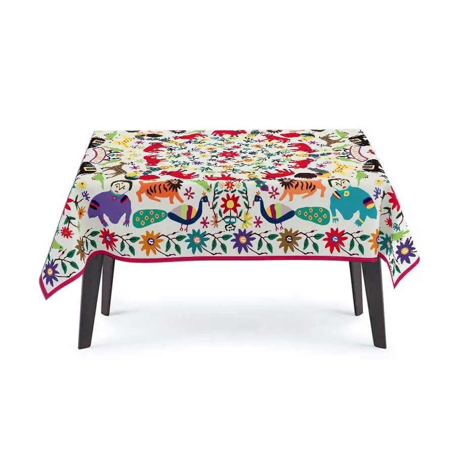 Custom Full Color Printed Polyester Rectangle Stretch Elastic Fabric Table Throw Tablecloth for Trade Show Events Wedding Party