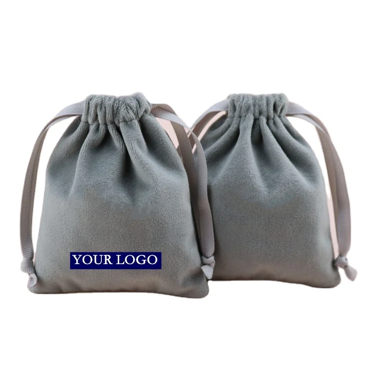 Flannel Jewelry Bracelet Packaging Ribbon Drawstring Chic Velvet Pouch for Wedding Favor Gift Bags Packing Storage Jewelry Pouch