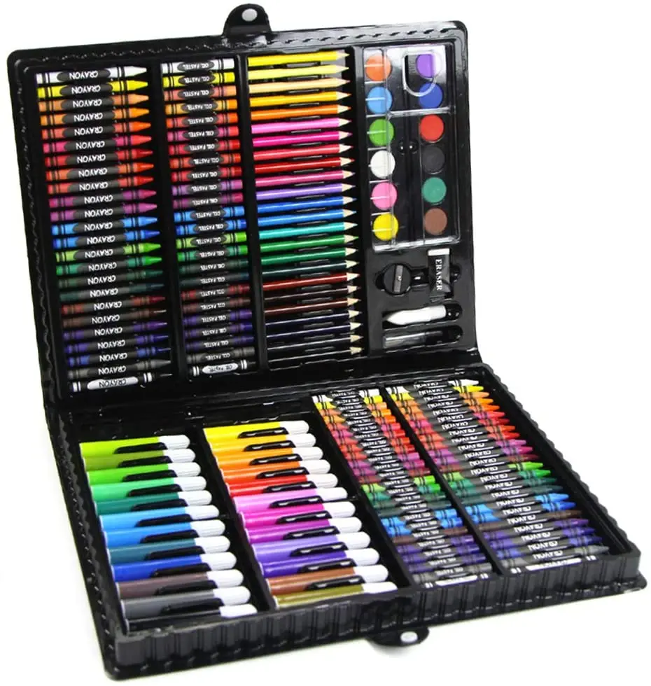 150 Piece Art Set Kids Art Supplies Kit Artist Painting Drawing with Oil Pastels, Crayons, Colored Pencils, Paint Brush