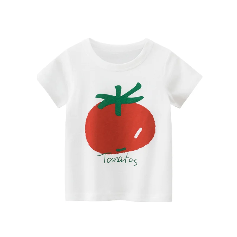 Custom New Children Summer Round Neck 100% Cotton Short Sleeve White Color Cute Cartoon Tee Shirts Child Girl T Shirt For Kids