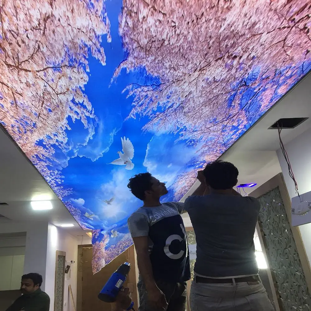 3D Decorative PVC Stretch ceiling fabric MSD Premium quality UV printed flower design for wedding and birthday party