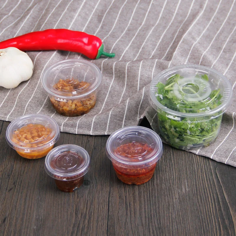Factory Wholesale Small Disposable Plastic Pp Sauce Cups Clear 1oz 2oz Sample Portion Cup With Lids