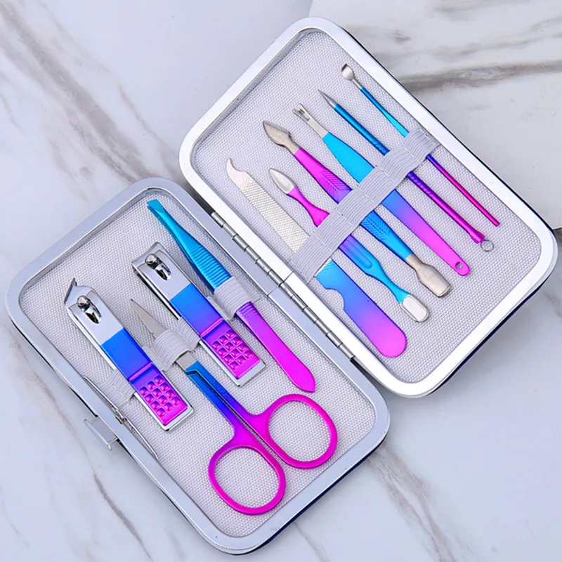 Private Label Rainbow Color Nail Clippers Kit Grooming Kit Personal Care Tool Nail Care Tool Gifts Women Pedicure Manicure Set