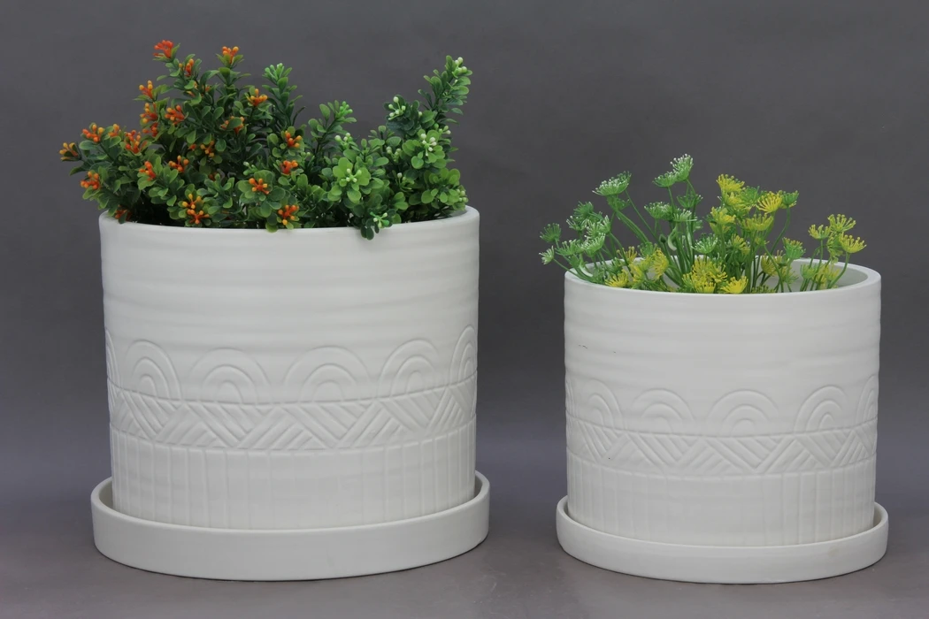 Balcony decorative ceramic flower pot garden ornamental planter pottery pot