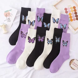 High quality wholesale cotton 3D printing socks custom pattern butterfly print sublimation socks