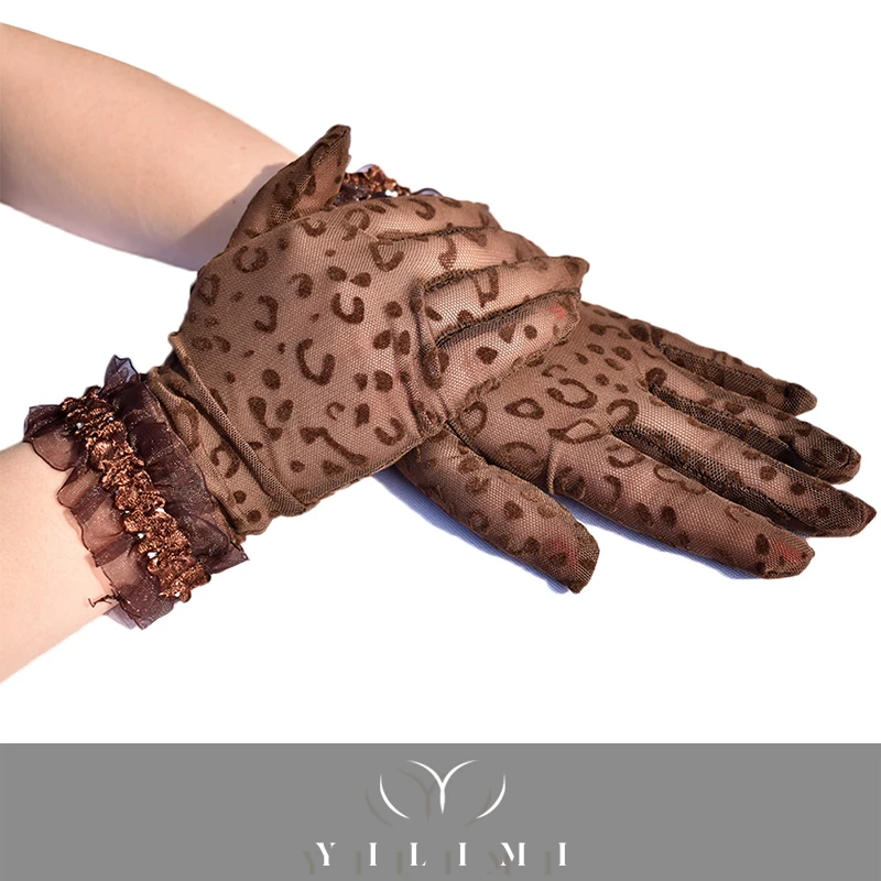 Новинка 2021, кружевные перчатки с пальцами, Женские винтажные Короткие Свадебные перчатки с леопардовым кружевом, свадебные перчатки, свадебные перчатки