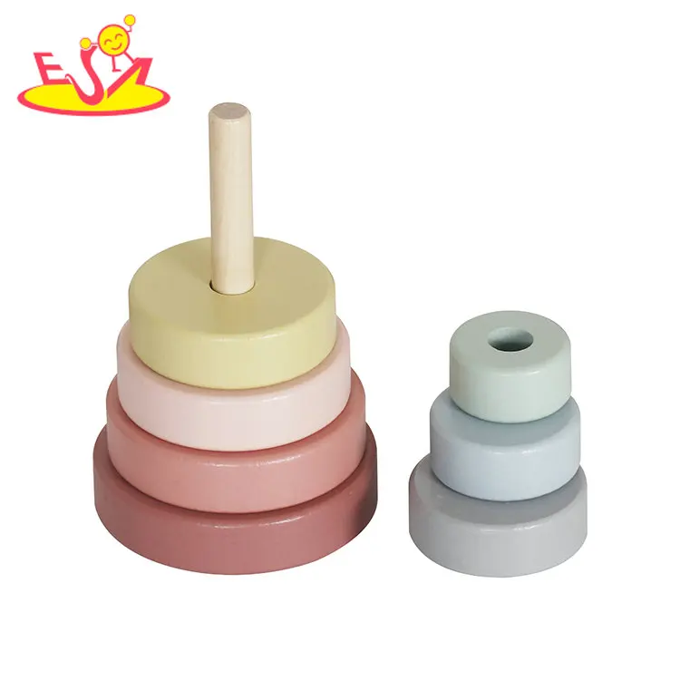 Montessori Toys 3 in 1 Stacking Blocks Wooden Rainbow Stacker for Toddlers W13D455